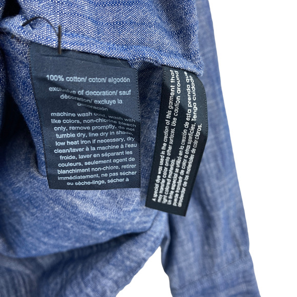 Tommy Hilfiger Shirt Women Small Blue Chambray Long Sleeve Logo Half Zip Popover - Picture 8 of 15